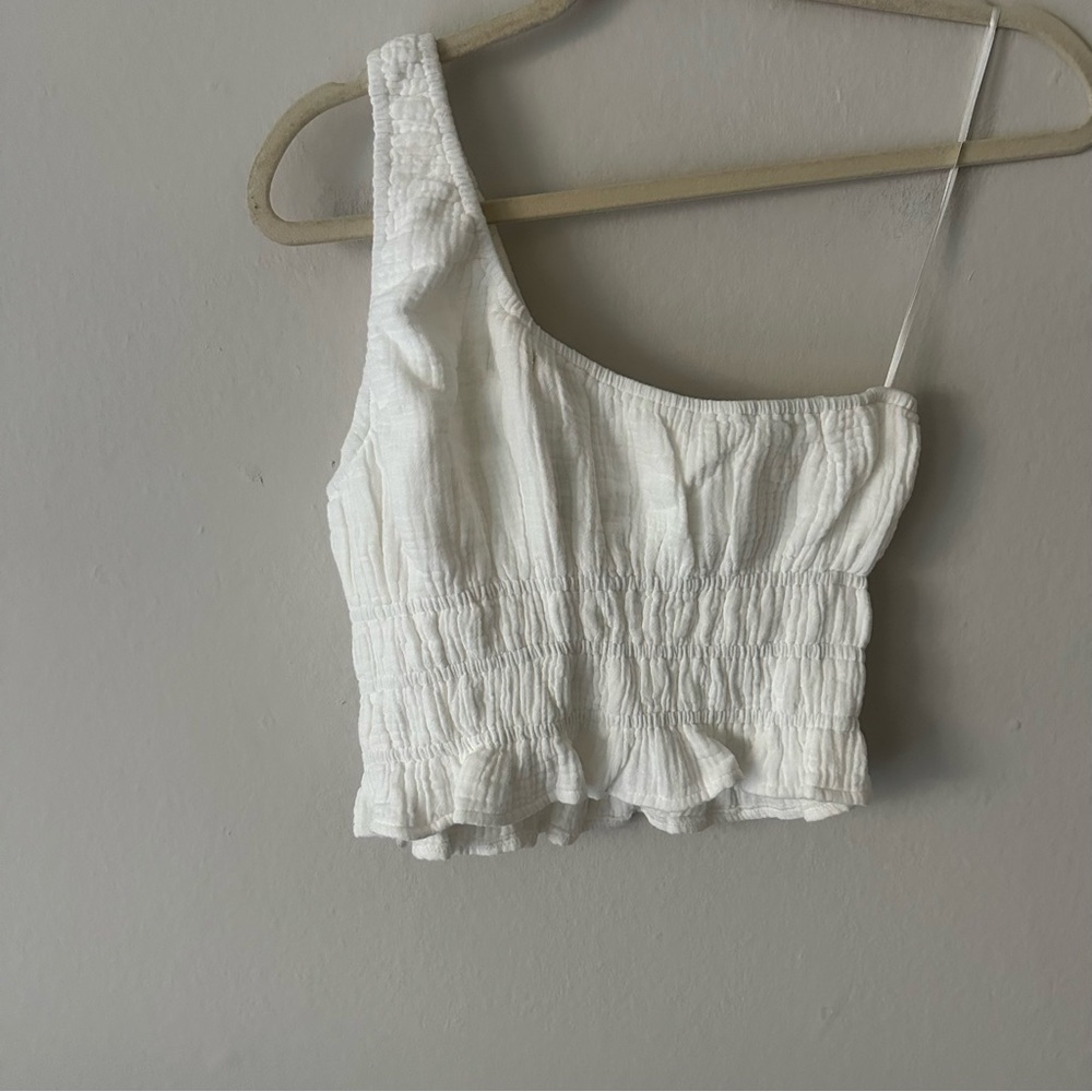 L Space Ivy One Shoulder Top Cream Gauze Beach Coastal Boho Small NWT - Picture 9 of 10